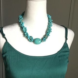 Statement Chunky Twisted Multi-Strand Howlite Chip and Centerpiece Necklace